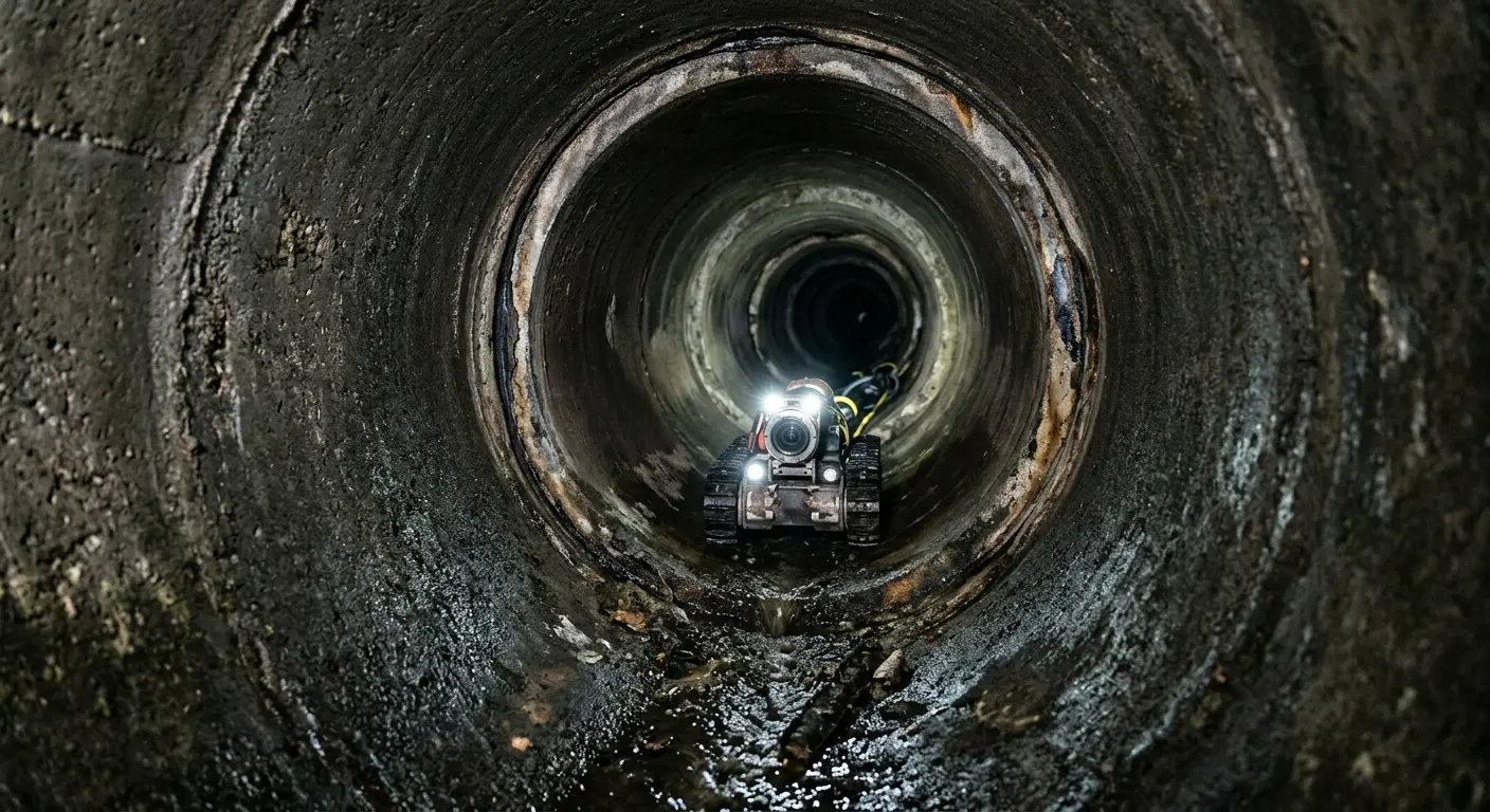 Robotic sewer camera inspecting pipe interior for Drain Snake Service in Wollochet